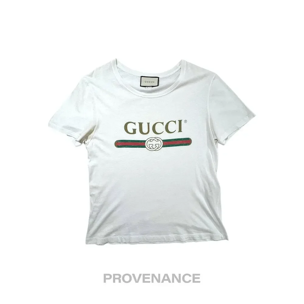 🔴 Gucci GG Signature Web Vintage Logo T-Shirt - White S